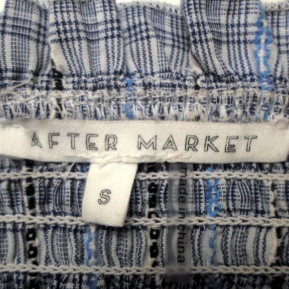 After Market Blue Plaid Smocked Sleeveless Crop Top - Picture 5 of 6